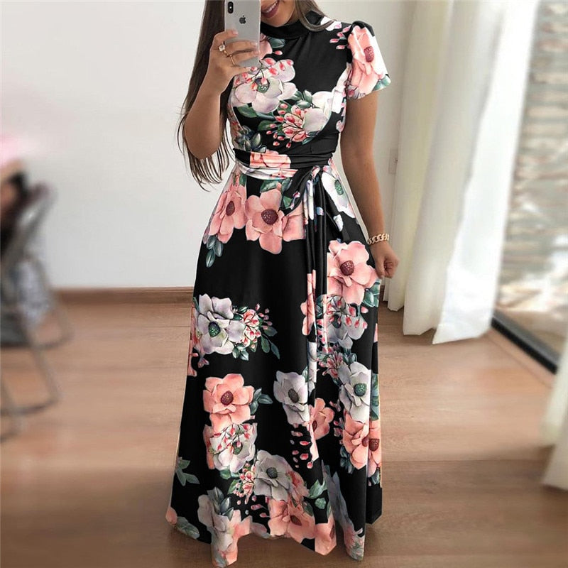 Boho Floral Print Maxi Dress