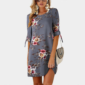 Floral Print Beach Chiffon Dress
