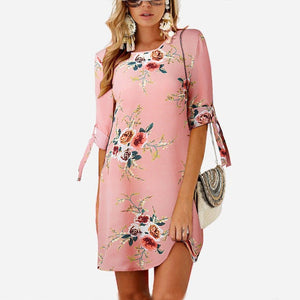 Floral Print Beach Chiffon Dress
