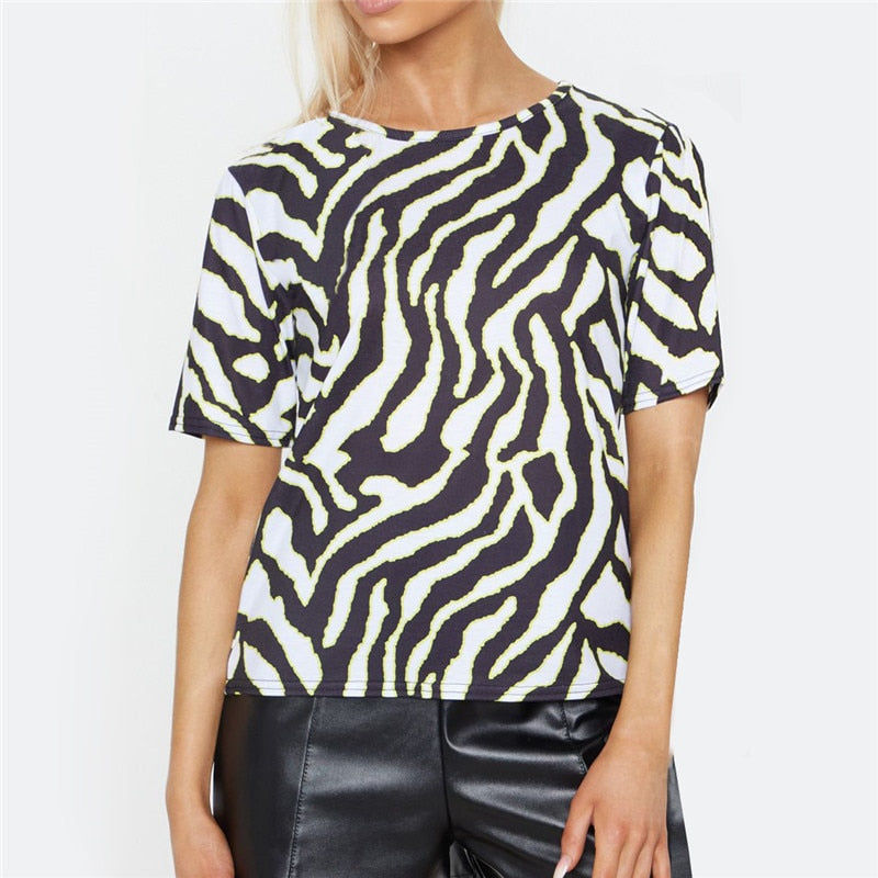 Zebra Print Short Sleeve T-Shirt