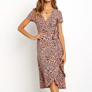 Leopard Long Chiffon Beach Dress